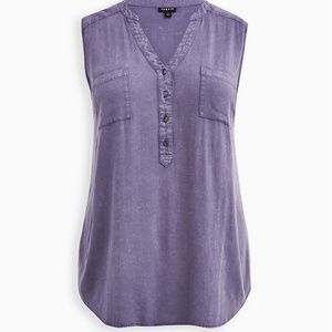 TORRID HARPER - PURPLE MINERAL WASH TEXTURED STRETCH RAYON TANK